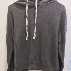 Pact organic cotton gray waffle hoodie sweatshirt (medium)